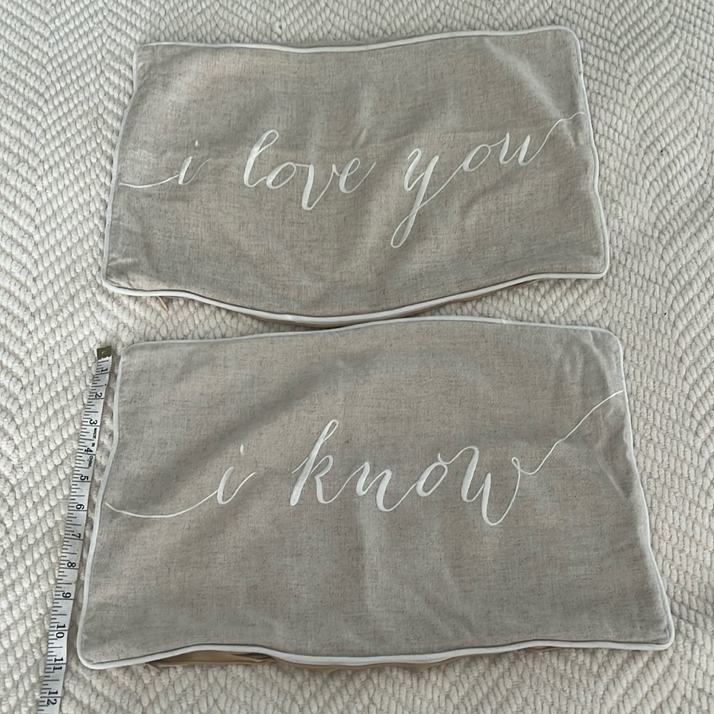 I Love You I Know 2 pcs Decorative Lumbar Pillow Cover 12x20 Inches, Linen